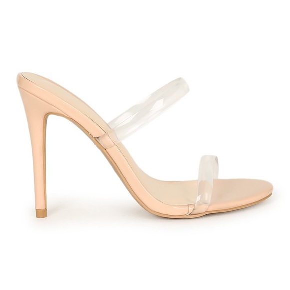 Anne Michelle beige clear strap mule heels. Size 6.5 - Picture 3 of 10